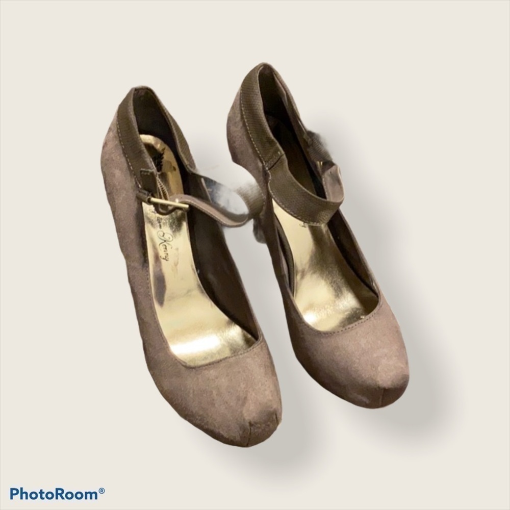 Penny loves Kenny Square toe taupe high heel